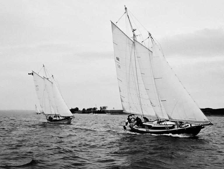 Two schooners racing with the wind